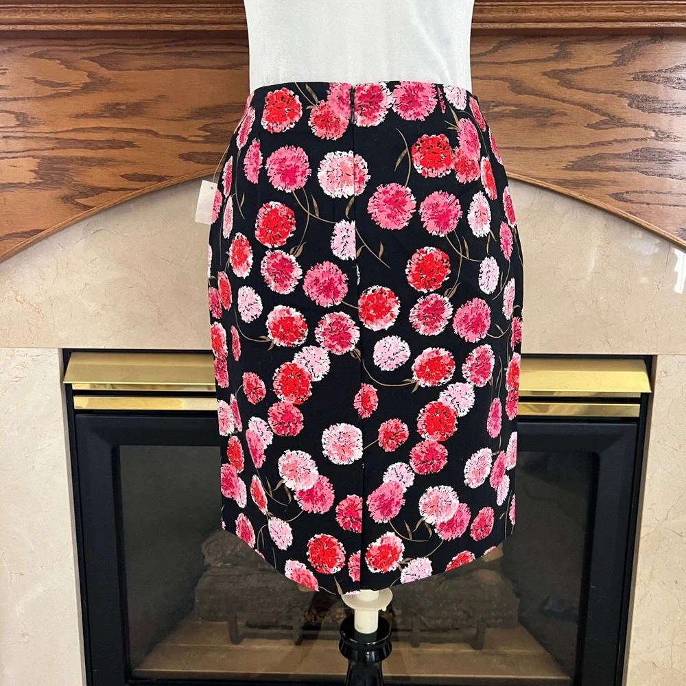 Talbots Black and Pink Floral Pencil Skirt Size: 2 Petite‎ NEW